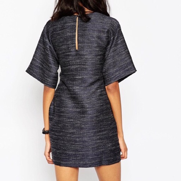 ASOS Tie Front Woven Textured Mini Dress - Picture 2 of 8